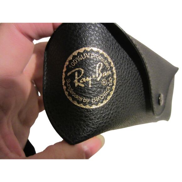 Ray-Ban Black Leather Sunglasses Case with Logo Snap Closure - Picture 2 of 4